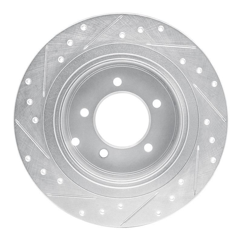 Chrysler Sebring Brake Rotor (1) - Rear Right - R1 Concepts - Drilled & Slotted - Silver - `07-`17